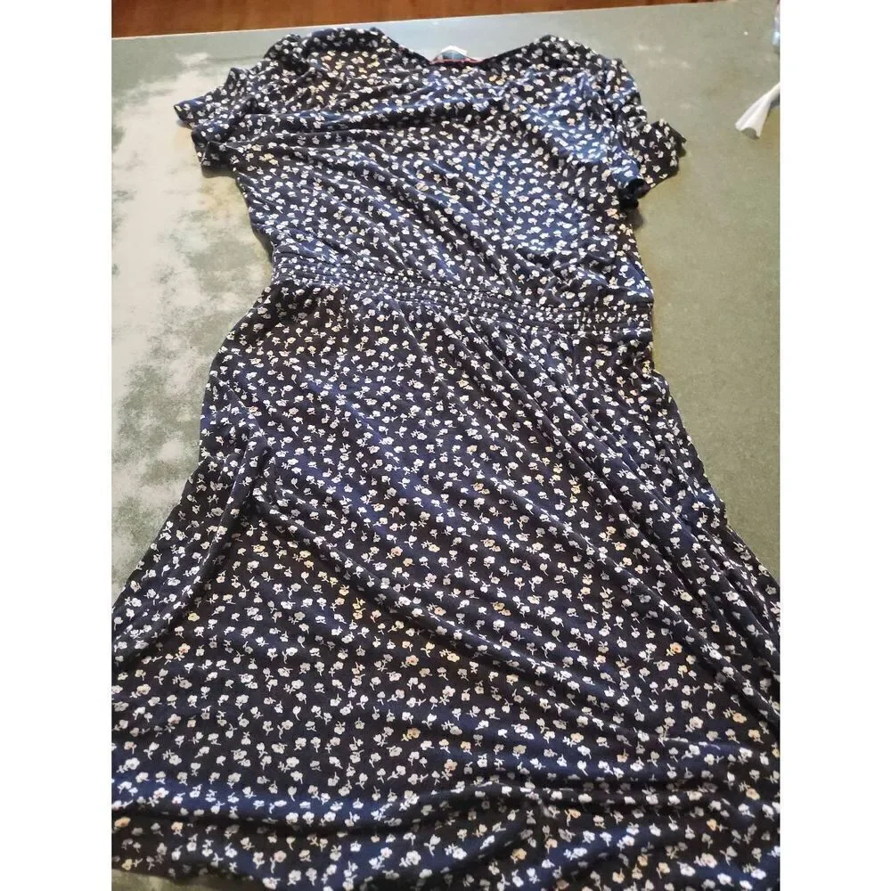 Boden Evangeline Jersey Dress Navy Ditsy Petals sz 8R